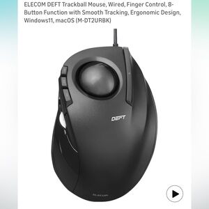 ELECOM DEFT Trackball Mouse, Wired, 8-Button Function with Smooth Tracking